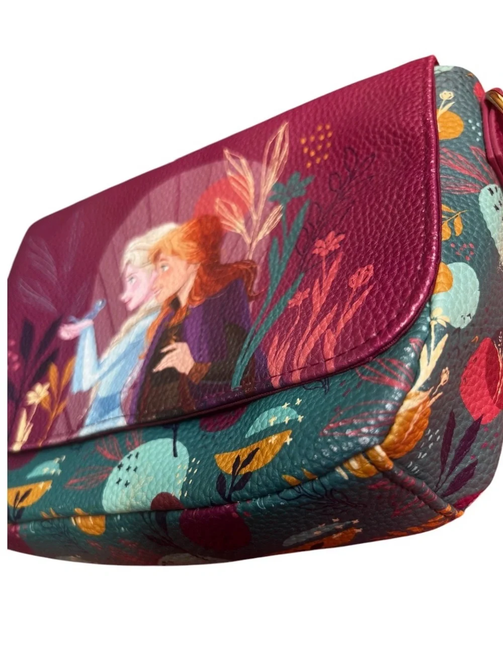 Disney Parks Frozen 2 Anna Elsa Crossbody Bag Floral Shoulder Purse